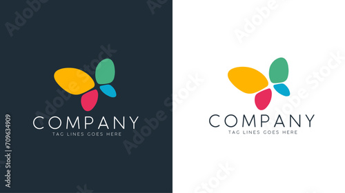 Canvas Print Minimal Butterfly Colorful Creative logo vector Illustration element, suitable f