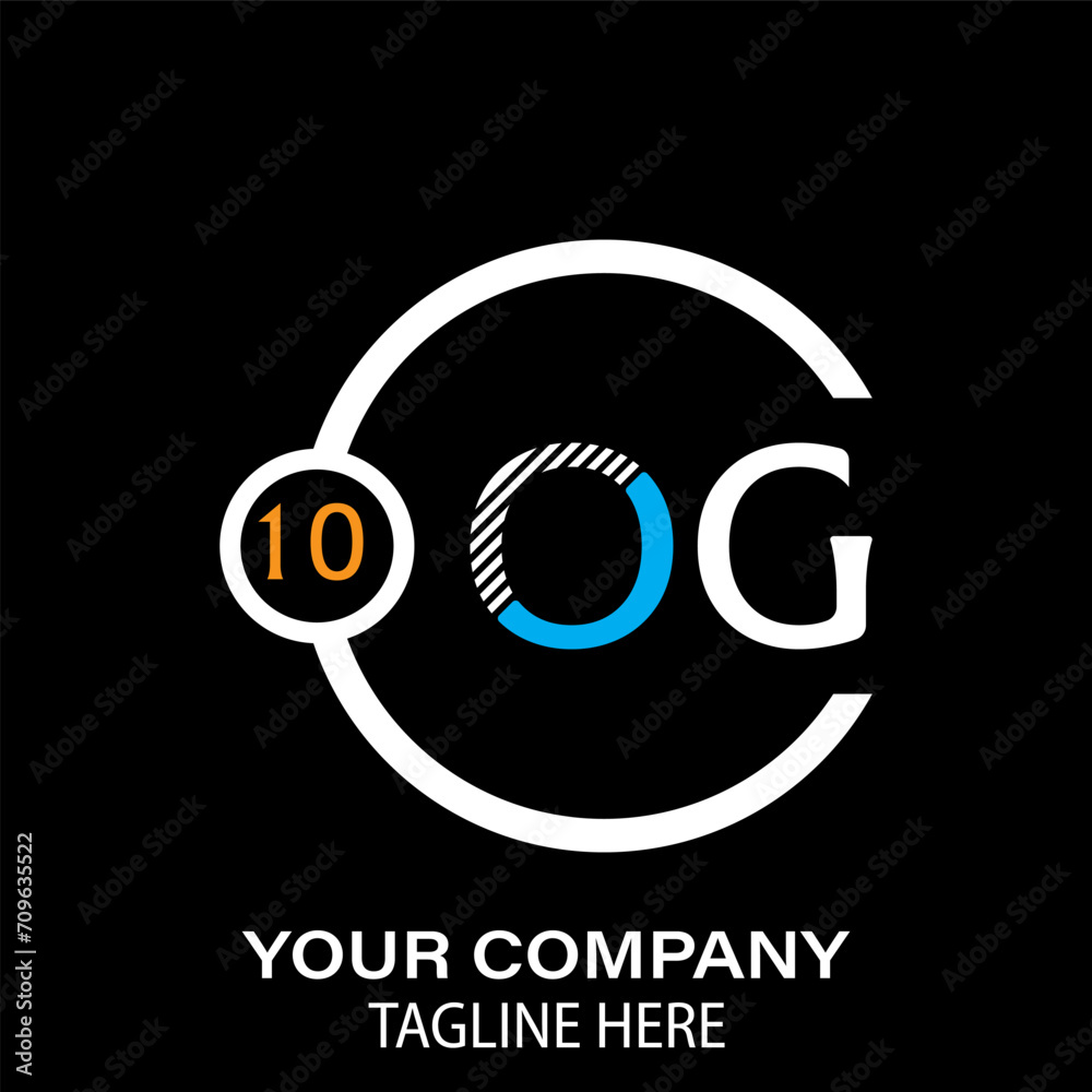 Obraz premium OG Letter Logo design. black background. OG Letter Logo Circular Concept.