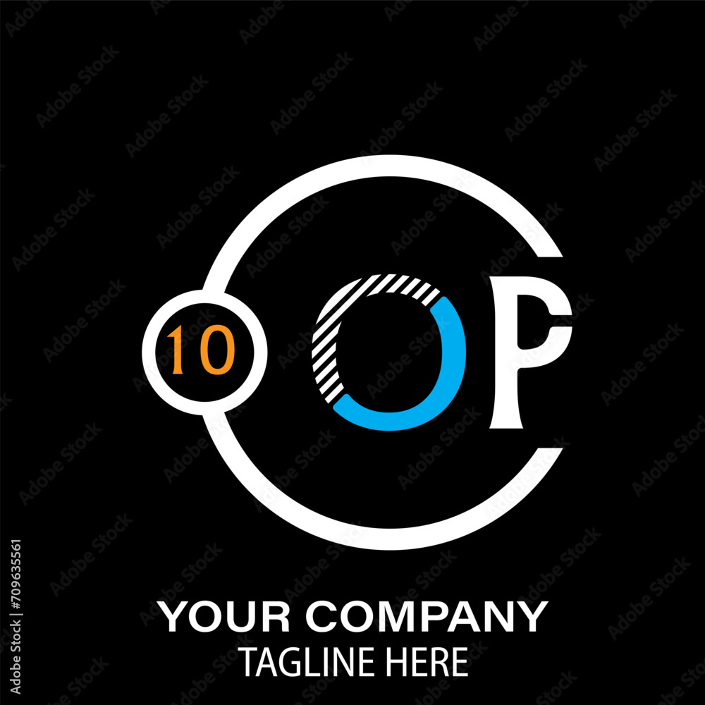 Obraz premium OP Letter Logo design. black background. OP Letter Logo Circular Concept.