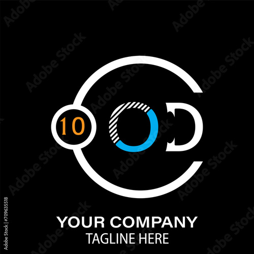 OD Letter Logo design. black background. OD Letter Logo Circular Concept.