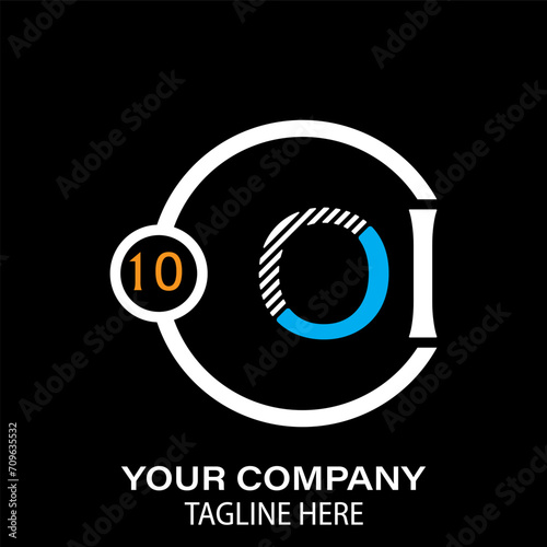 OI Letter Logo design. black background. OI Letter Logo Circular Concept.