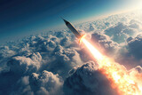 The missile carrying a nuclear warhead is flying in the upper atmosphere
