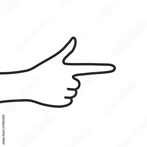 thin line hand with forefinger points to right side