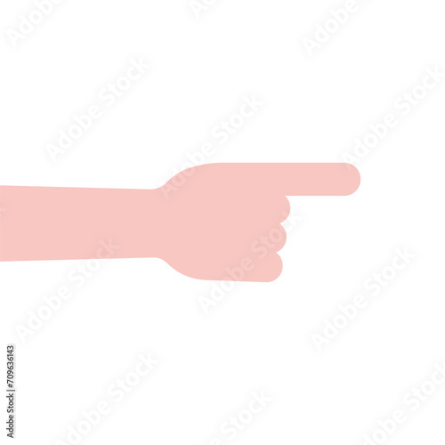 abstract human hand with forefinger points to right
