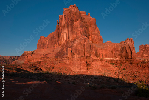 Canyon landscape with mountain and rocky sandstone formations