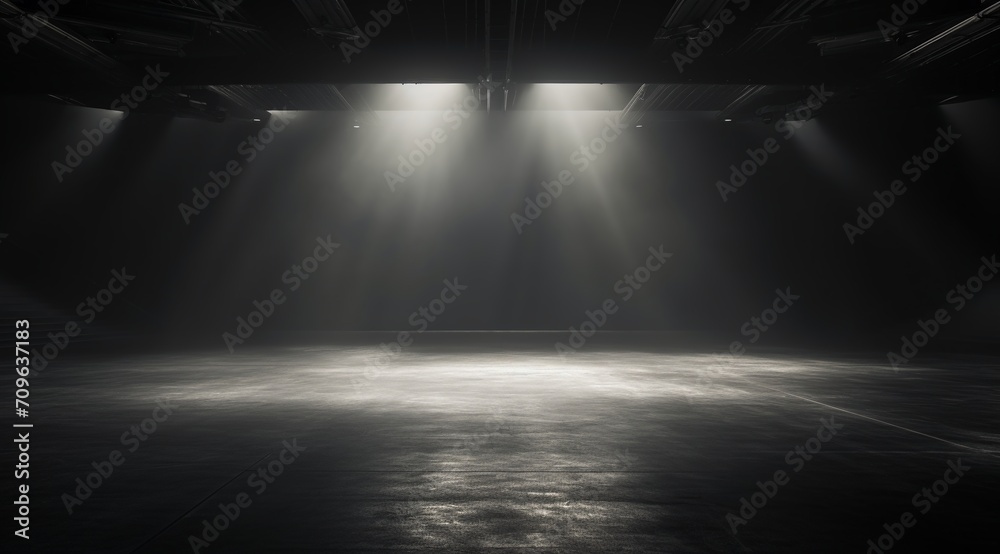 Stage spotlight with stage podium and light effects - obrazy, fototapety, plakaty 