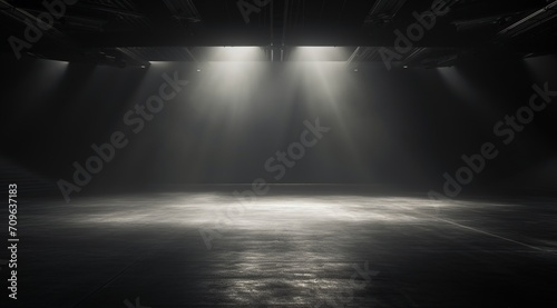 Stage spotlight with stage podium and light effects