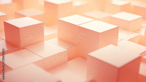 Cubes, abstract background of soft peach color. Trendy color 2024 Peach Fuzz