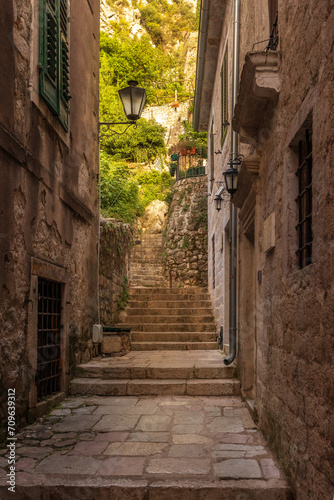 Narrow street, old town of Kotor, Montenegro © Nataliya
