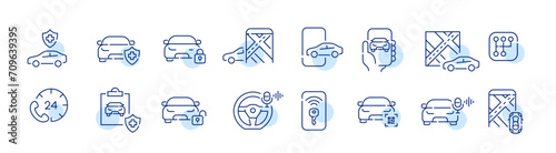 Car rent icons set. Pixel perfect, editable stroke icons