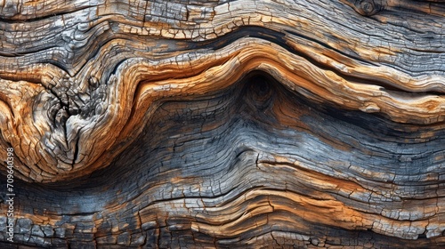 patterns and textures of the wood grain on a weathered piece of driftwood on Ruby Beach in the National Park on the Washington coast