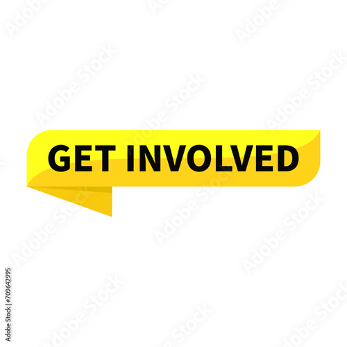 Get Involved Yellow Ribbon Rectangle Shape For Participation Advertising Business Marketing Social Media Information Announcement
