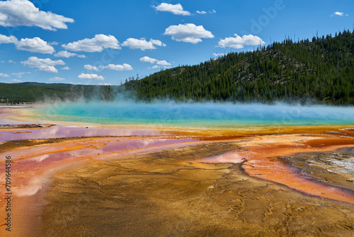 Colorful prismatic hot spring in Yellowstone National Park