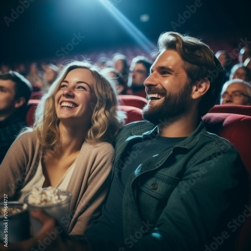 Cinematic Bliss: Radiant Couple Revels in Joyful Movie Night Experience © BiljanaMoe