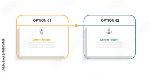 Design template infographic vector element with 2 step line process or options 