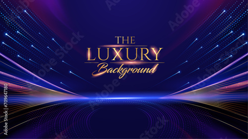 Blueand Gold Premium Background. Creative Stage Premium Luxury Template. Cool Anniversary Card. Grand Celebration Banner for Wedding and Engagement. Premium Thank You Design. Event Conference Post.