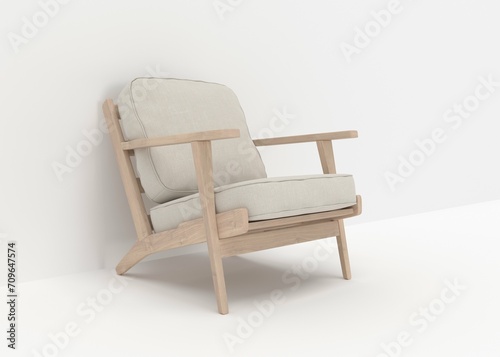 Modern Sofa Chair with white Background 3D Render