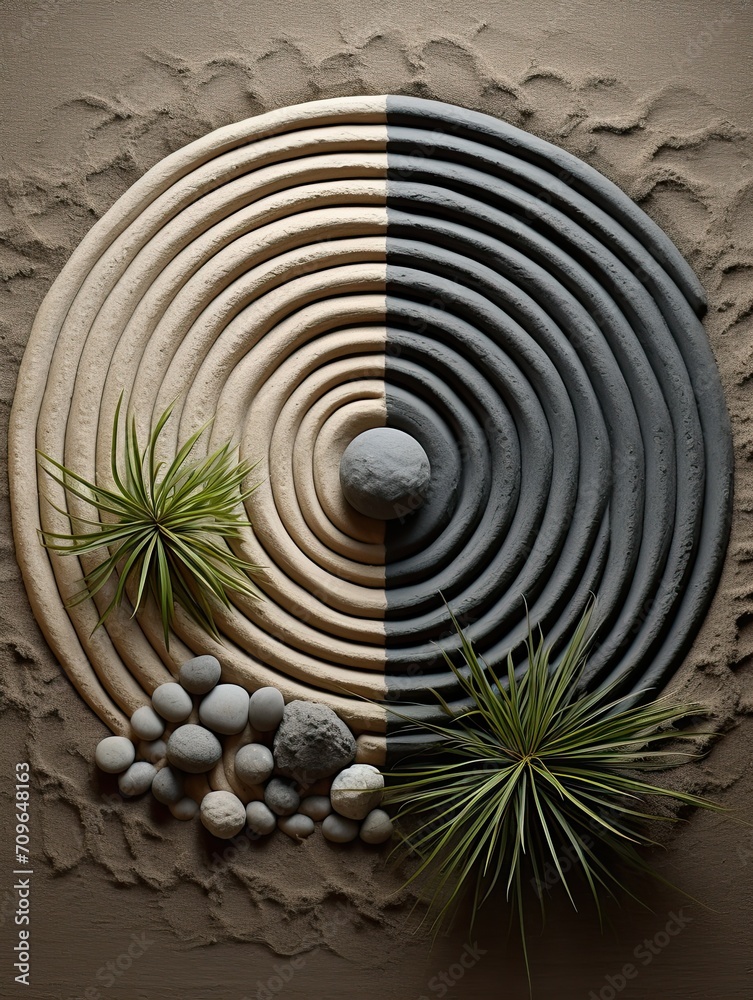 Naklejka premium Tranquil Stones: Zen Gardens Wall Prints for Serene D�cor