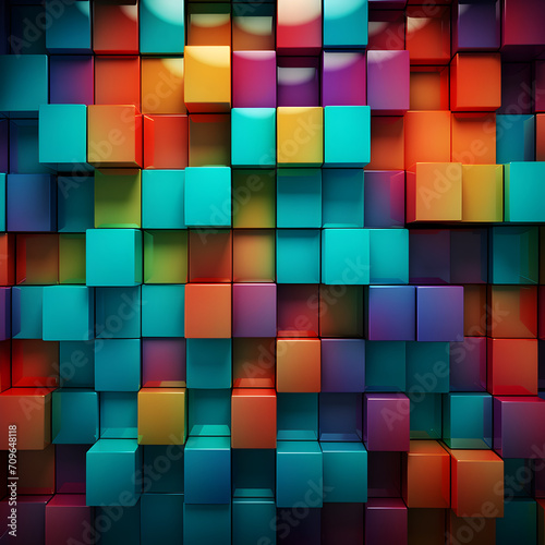 Abstract block stack wooden 3d cubes, colorful wood texture for backdrop Pro Photo,, Abstract background of cube blocks wall stacking design