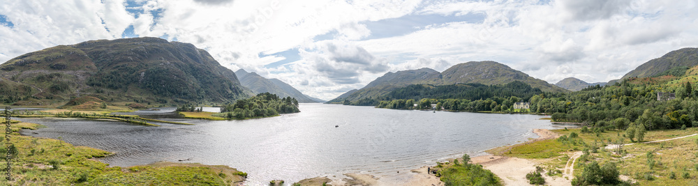 Panorama view of Loch Shiel in the Highlands, Scotland