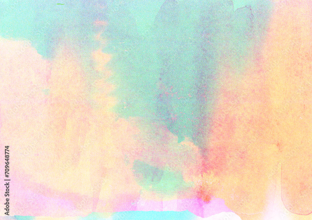 Abstract watercolor on white or dark paper background. The yellow, green and little purple color splashing and mixture on the paper. is a hand drawn style. for overlay effects, grunge and vintage.