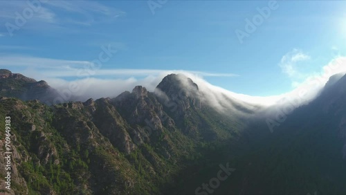 Breathtaking foggy mountains view at Sant Salvador de les Espases photo