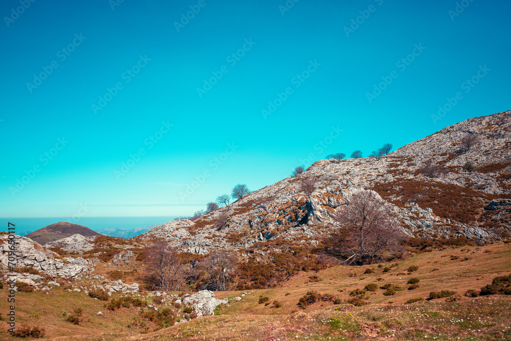 Mountain rocky landscape. Cantabrian Mountains, Picos de Europa national park, Spain, Europe
