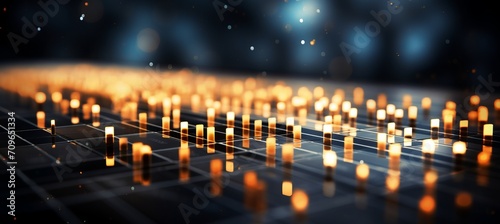 Blurred bokeh effect with binary code and computer circuitry for a technology themed design concept.