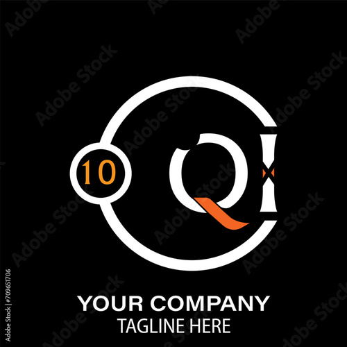 QI Letter Logo design. black background. QI Letter Logo Circular Concept.