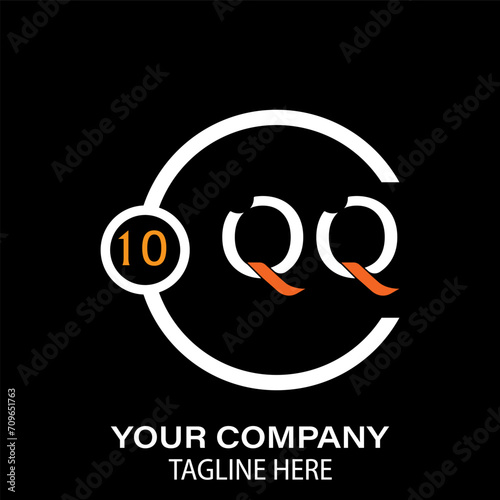 QQ Letter Logo design. black background. QQ Letter Logo Circular Concept.