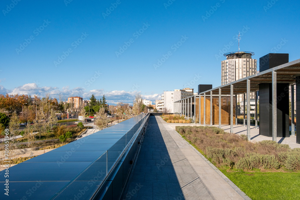 Mediterranean garden in a public park in Madrid in Spain Mediterranean garden in a public park in Madrid in Spain