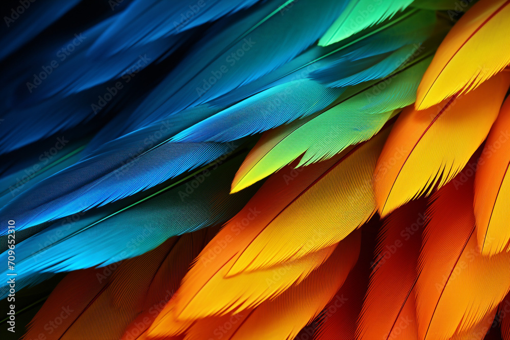 parrot feathers seen under a microscope with exaggerated contrast , soft shadow, volumetric lighting created with Generative Ai parrot feathers seen under a microscope with exaggerated contrast , soft shadow, volumetric lighting created with Generative Ai