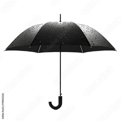 Open umbrella with raindrops isolated on white background, minimalism, png 