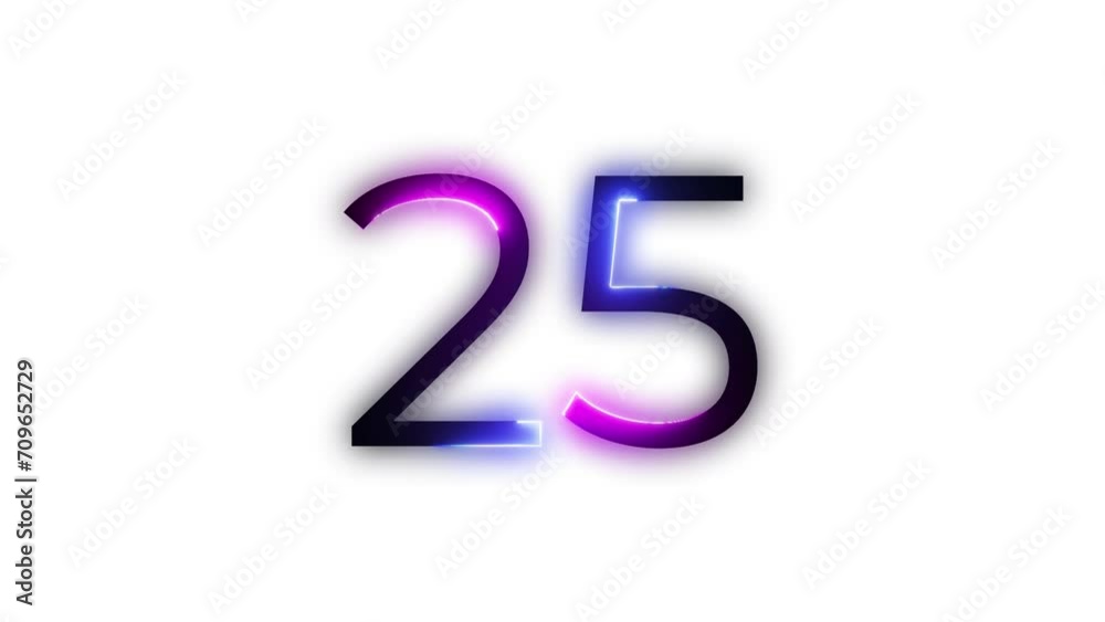 Neon number 25 with alpha channel, neon number twenty five Neon number 25 with alpha channel, neon number twenty five