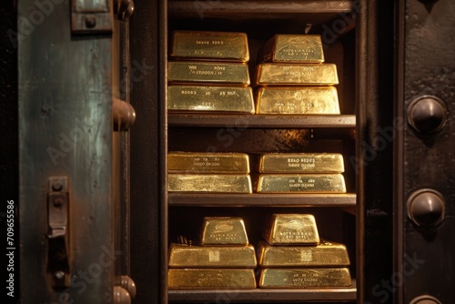 The gold bars are in the bank's vault photo