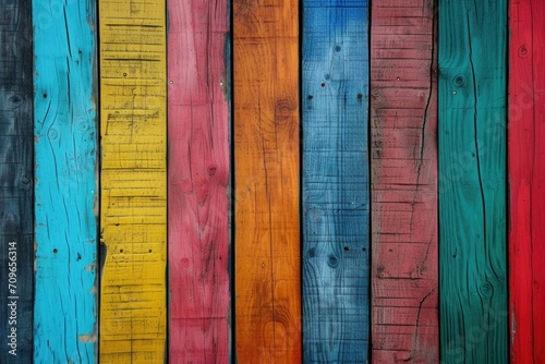 Colorfully painted wooden boards