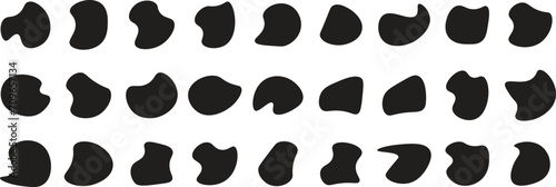 Abstract black blob shape organic set. Simple fluid circle shape, trendy wrap circle, blob shape element collection. Blob color collection