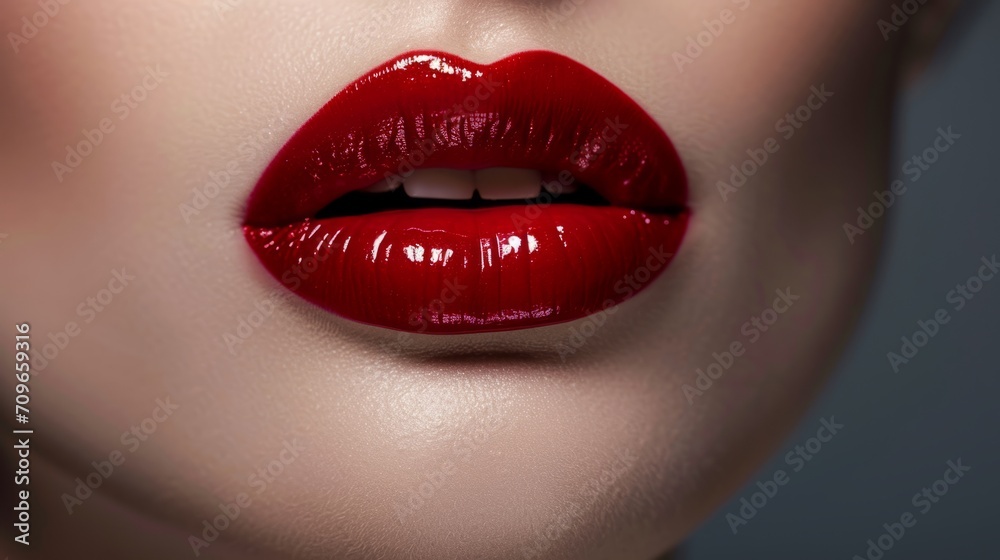Obraz premium Red lips. Beauty industry style illustration. Red lipstick