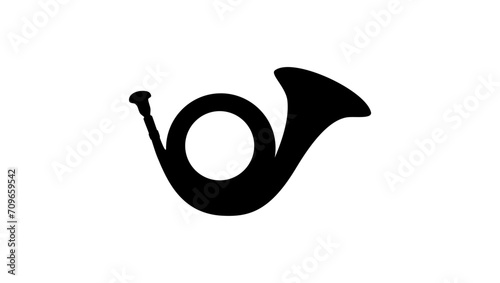Postal round horn, black isolates silhouette