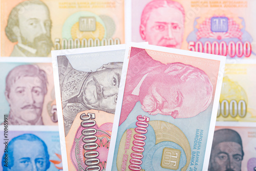 Fotografia Old Yugoslav money a business background