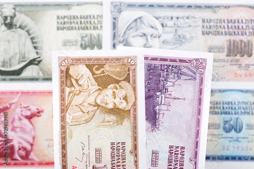 Old Yugoslav money a business background photo