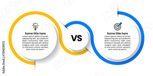 Infographic template. Versus concept with 2 steps and icons photo