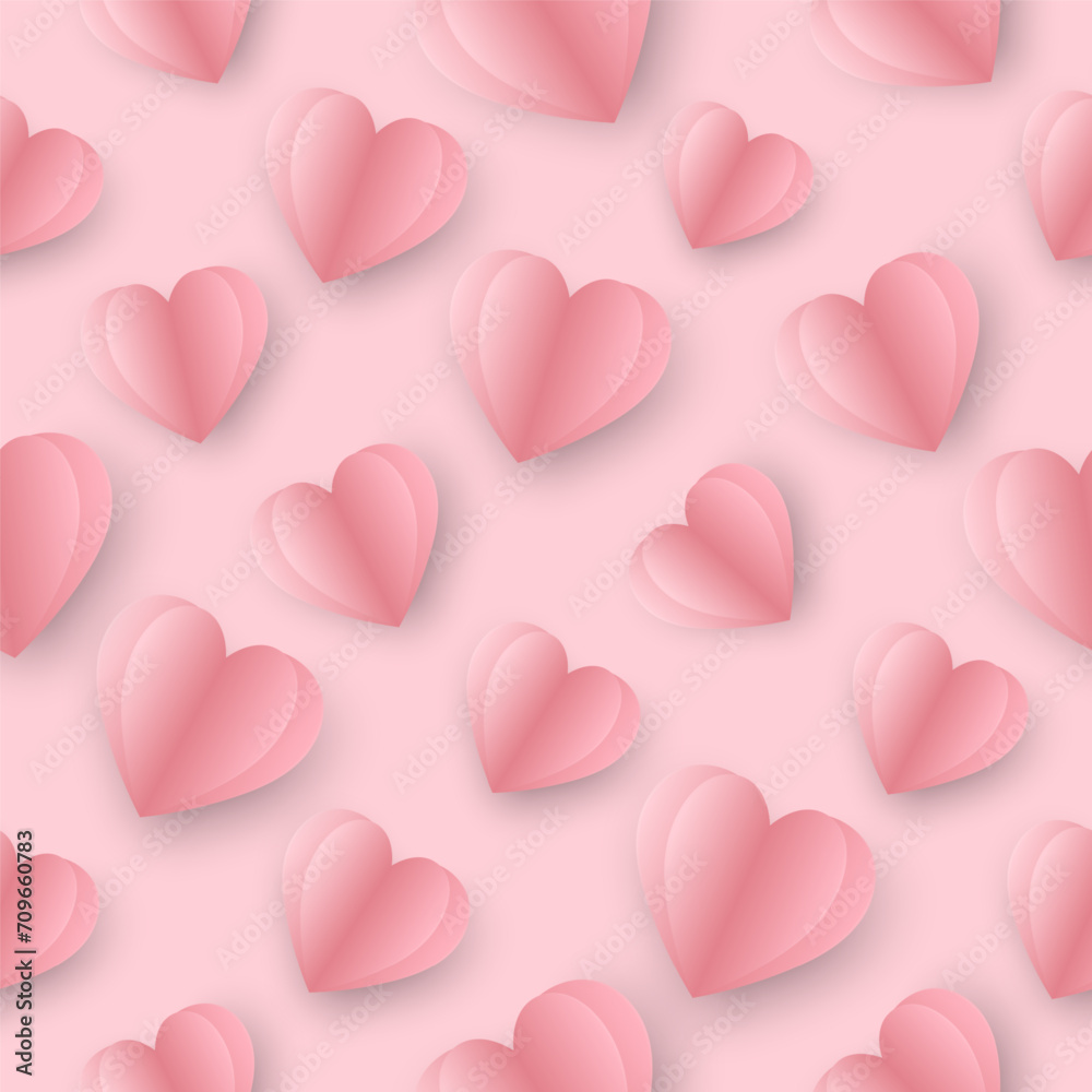 Pink love heart seamless pattern illustration