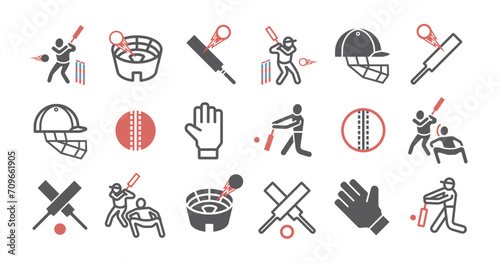 Cricket player line icons. Cricket player. Vector signs for web graphics