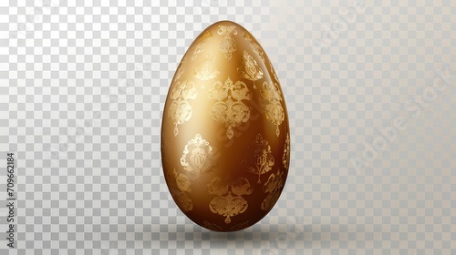 Ester concept with gold eggs, white background