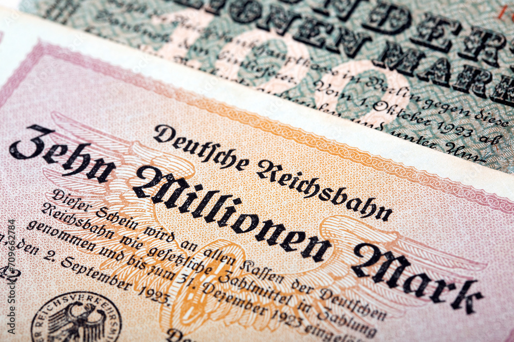 Old German Mark a business background Old German Mark a business background