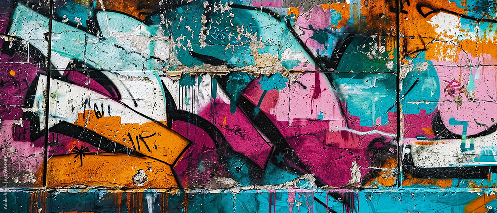 Fototapeta premium Artistic graffiti wall abstract background created with Generative AI.