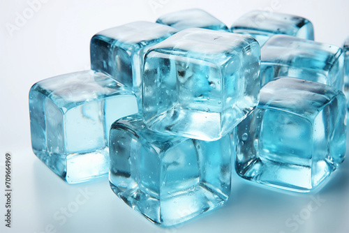 Cubes of ice on white background