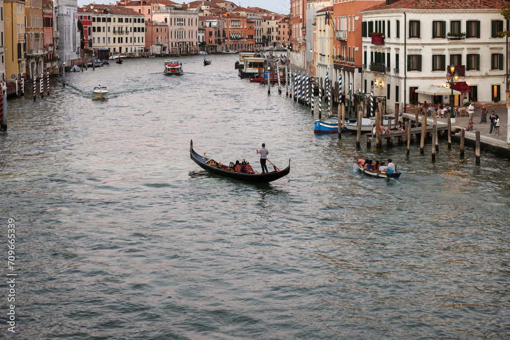 Grand Canal in the Ponte degli Scalzi area in Venice, Italy