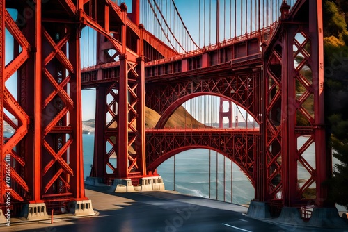 george state bridge over tThe structure of Golden Gate Bridge he river,  photo